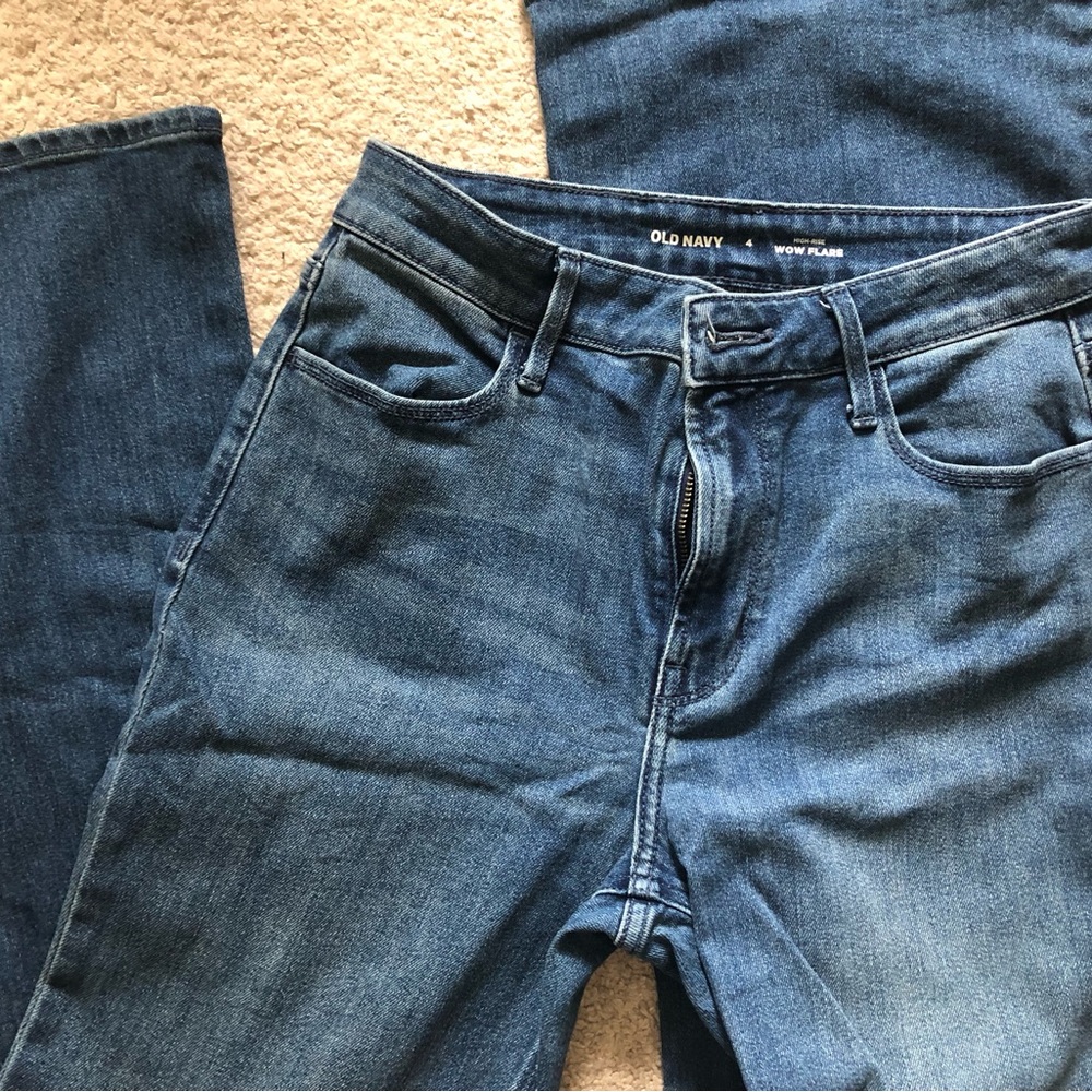 Old Navy Blue Denim Pants Jeans Women wow Flare size 4 high rise
